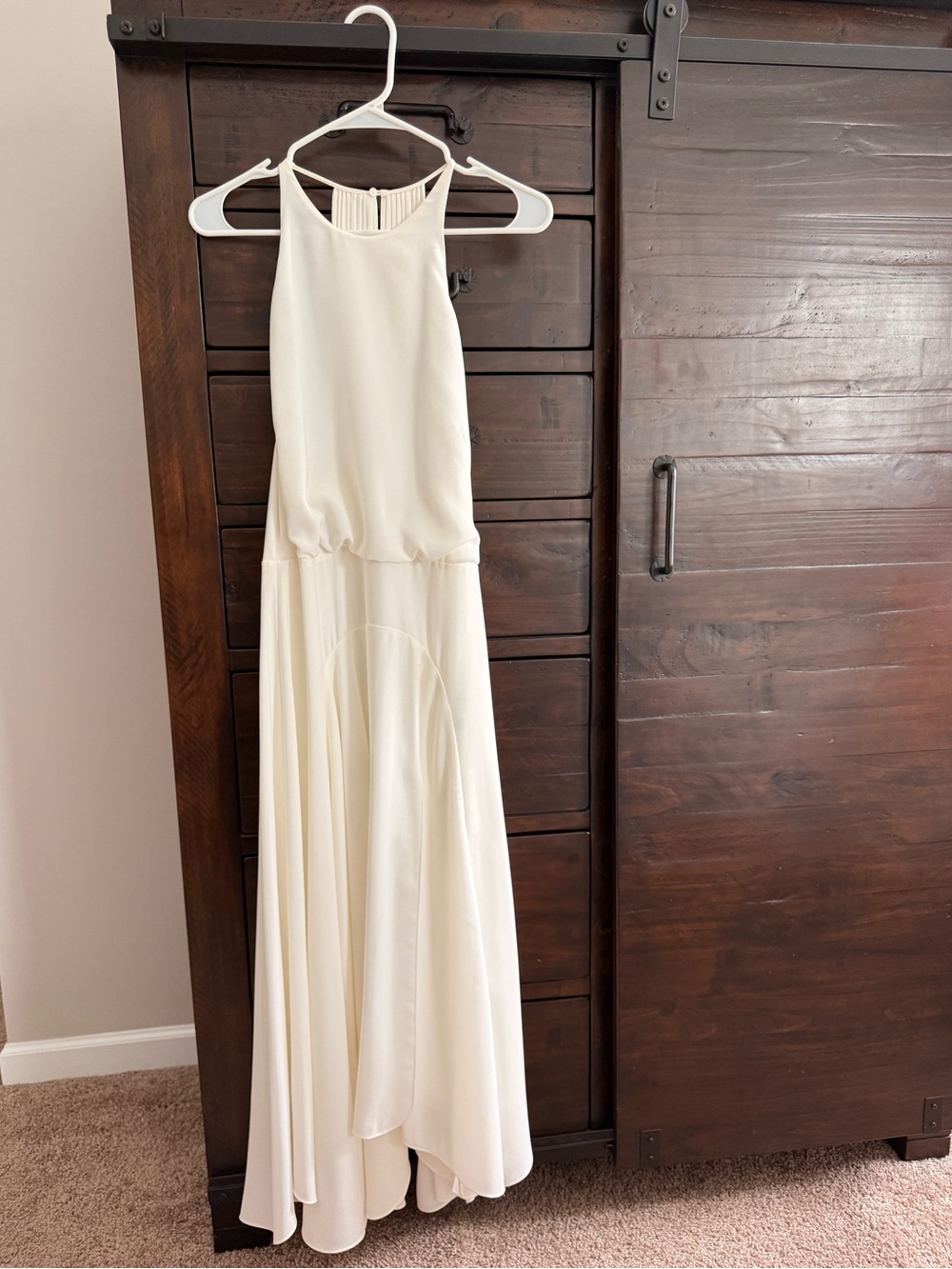 HALSTON HERITAGE- Cream Stretch-crepe midi dress size 10